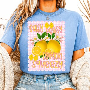 Easy Peasy Png, Lemon Summer Png, Preppy Lemon Coquette Png, Summer Vibes Png, Girly Summer Shirt Design, Lemon Shirt Png, Lemonade Design image 4