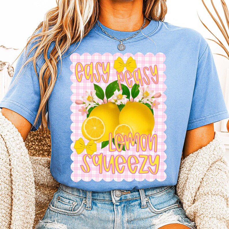 Easy Peasy Png, Lemon Summer Png, Preppy Lemon Coquette Png, Summer Vibes Png, Girly Summer Shirt Design, Lemon Shirt Png, Lemonade Design image 4