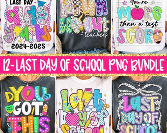 Last day of School Png Bundle, Preppy Teacher School Png, Class Dismissed Png, Teacher Appreciation Png, School png, Kids summer break Png