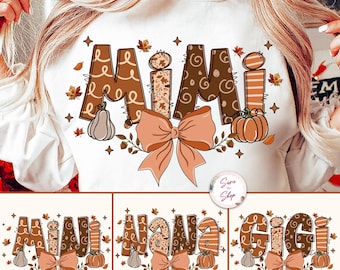 Fall Nana Mimi Gigi PNG, herfstcoquette pompoen, Fall Vibes png, herfstcoquette png, Coquette Nana sublimatieontwerpen, digitale download