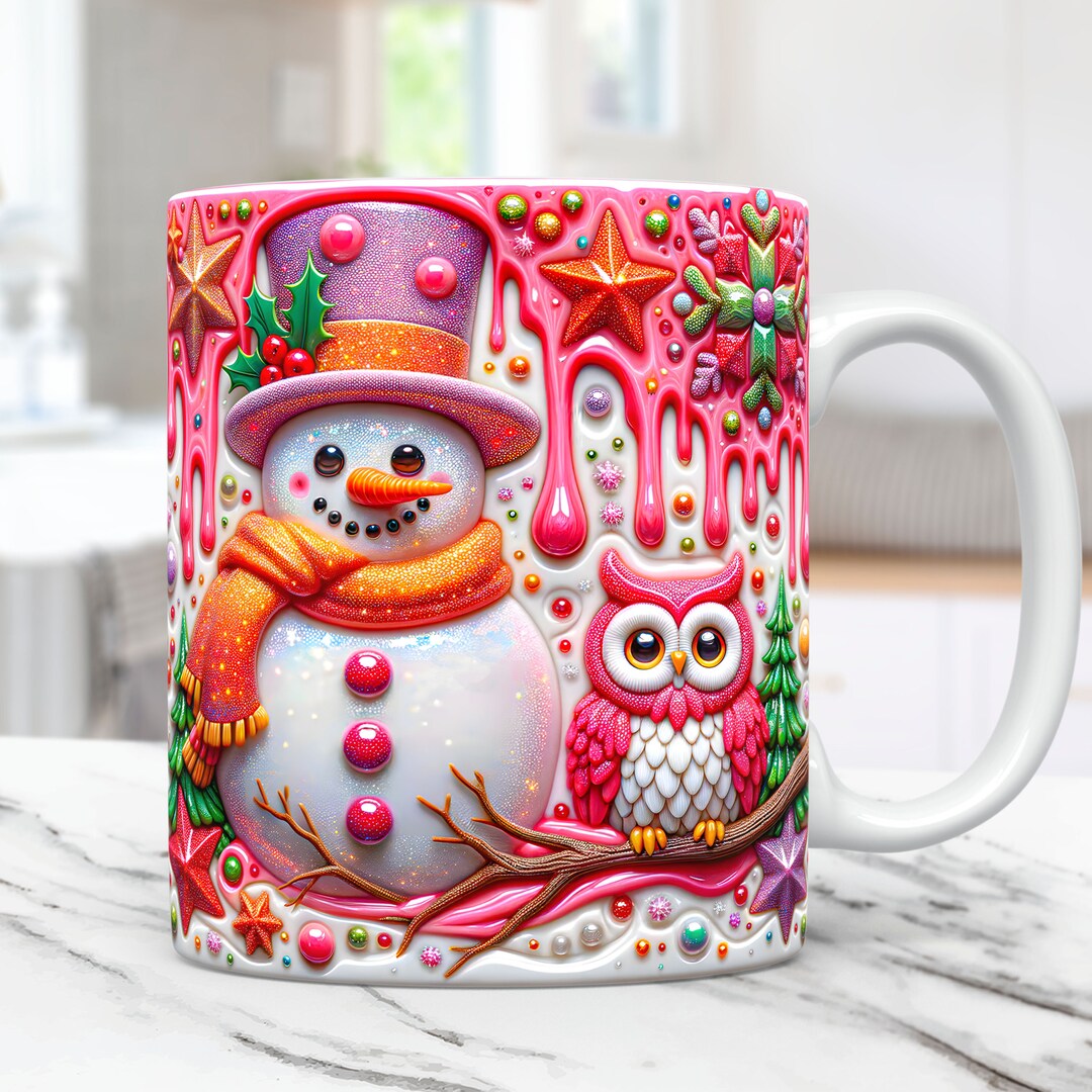 3D Snowman Mug Wrap Christmas Mug Wrap Sublimation Design 11oz and 15oz ...