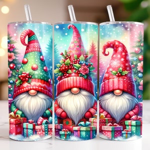 Cute Gnomes Christmas Tumbler Wrap Winter Skinny 20 oz Tumbler Sublimation Design Christmas Gnomes Tumbler PNG, Digital Download