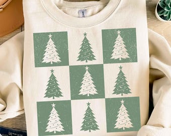 Retro kerstboom png, geruite kerst png, verontruste kerst png sublimatie, ontwerp vakantieshirt, schattig geruite kerst png