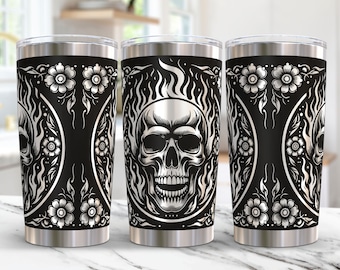Schädel Tumbler Laser-Datei-Svg 20 Unzen Blumen gravierte Tumbler Laser-Datei- Schädel-Blume 20 Unze Tumbler Wrap svg Design-Schädel Laser-Gravur-Svg