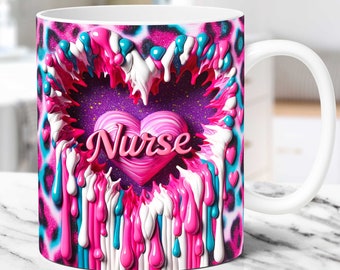 Nurse Mug Wrap 11oz and 15oz Nurse Mug PNG Sublimation Design, Nurse Coffee Cup Template, Heart Hole in a Wall Nurse Mug Wrap