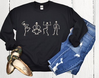 Halloween Skeletons Sweatshirt, Skeleton Sweater,  Halloween Shirt, Fall Sweatshirt, Halloween Crewneck Sweatshirt, Spooky shirt