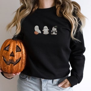 Halloween Three Cute Ghost Sweatshirt, Ghost Sweater, Halloween Spooky Shirt, Fall Sweatshirt, Halloween Crewneck Sweatshirt