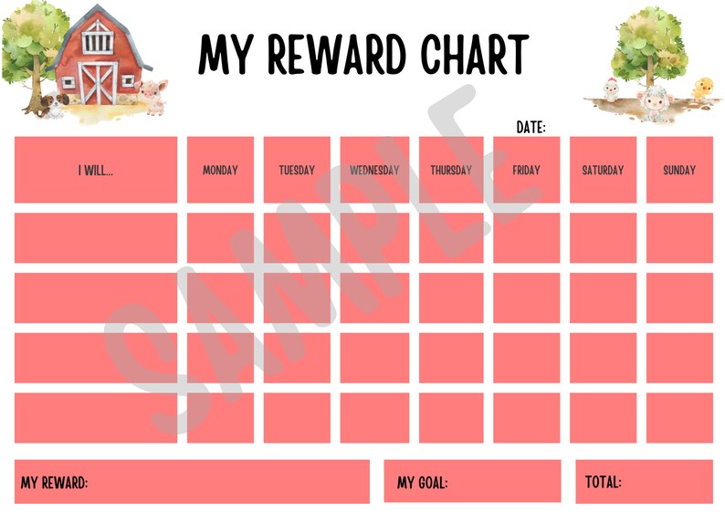 Rewards Chart Printable Chores Chart Tasks Blank - Etsy