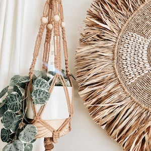 Willow Macrame Plant Hanger ~ Boho Plant Hanger with Beads / Boho Plant Decor / Home and Garden Decor