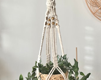 Sadie Macrame Plant Hanger ~ A Knot to Love Plant Hanger / Boho Plant Hanger with Beads / Boho Plant Decor / Home and Garden Decor