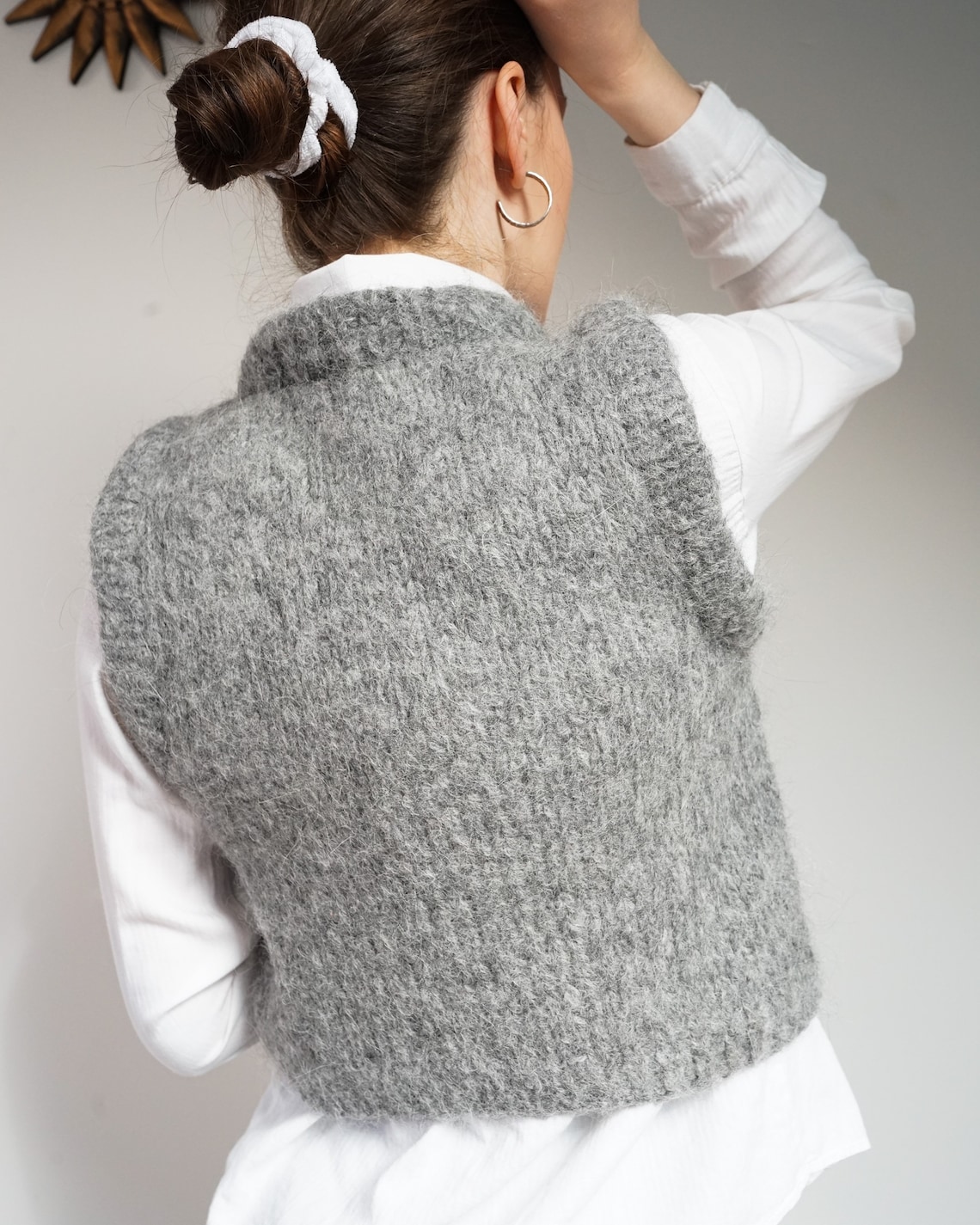 Hand knit vestsweater vestcropped vestgrey vestchunky wool Etsy