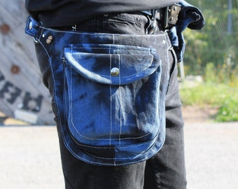 Ceinture Festival unisexe en jeans bleu et noir Moon