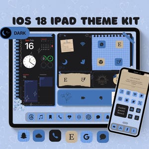 iOS 18 Blue iPad Theme: Dark Mode, App Icons & Widgets