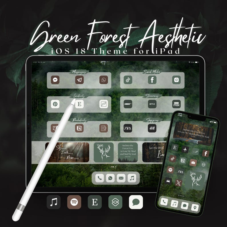 Forest iPad Ios Theme, App Icons, Widgets, Wallpaper (digital Download ...