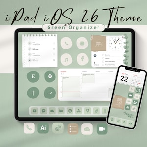 Thème iPad iOS 26, Widgets d'icônes, papier peint (téléchargement numérique)