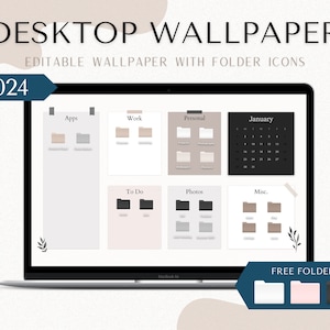 Editable Desktop Wallpaper For Mac & Windows 2022 | Desktop Wallpaper Organizer | Custom Folder Icons | Customisable