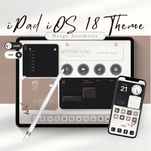 iOS 18 Beige Theme für iPad, Ästhetisches iOS Icon Pack, App Icons für iPad mit Widgets, Hintergrundbild für Startbildschirm & Sperrbildschirm, iPhone Theme