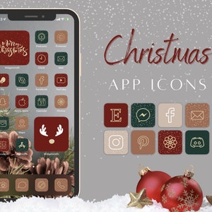 Icônes d&#39;application de Noël | Icônes iOS festives | Noël esthétique iPhone | Widgets | Arrière-plans