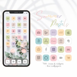 iOS App Icons Summer Pastels Aesthetic, iOS Icons Aesthetic, iPhone Icons, Personalised Home Screen, App Covers Pastel Aesthetics, iOS 17