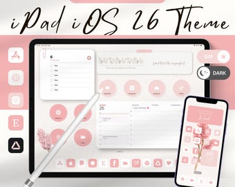 Pink iPad Theme, iOS Icons, Widgets, Wallpaper (Digital Download)
