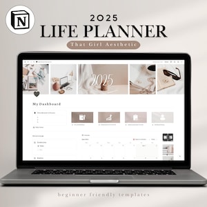 Digital Planner for Notion -  Template - All in One Planner - That Girl Aesthetic - Notion Ultimate Life Planner - Productivity Dashboard