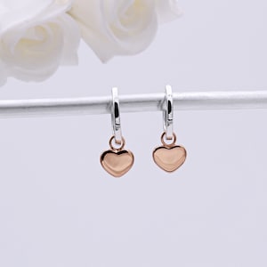 18ct Rose Gold Vermeil Heart Huggie Hoops (small)