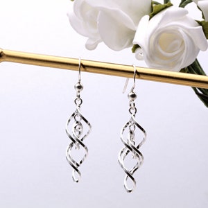 Sterling Silver Lightweight Spiral Drop Earrings