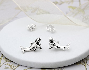 Sterling Silver Shark Ear Studs