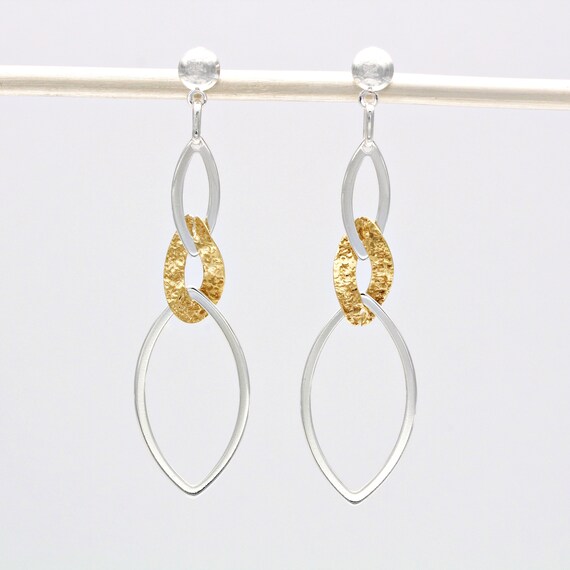 Boucles D'oreilles Pendantes En Vermeil Or 18K Sur Argent 925 - Marque Tres.Or, Neuves