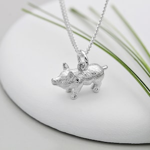 Sterling Silber Massiv Schwein Halskette