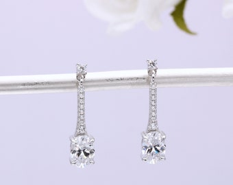 Sterling Silver and Cubic Zirconia Drop Earrings