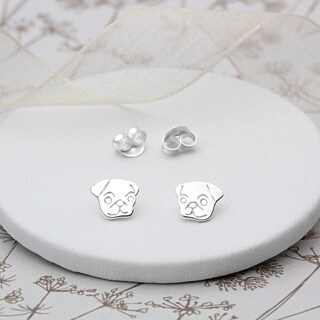 Orecchini A Perla Con Carlino - Argento 925 - Gioielli Katy Craig Regalo Per Amanti Dei Cani