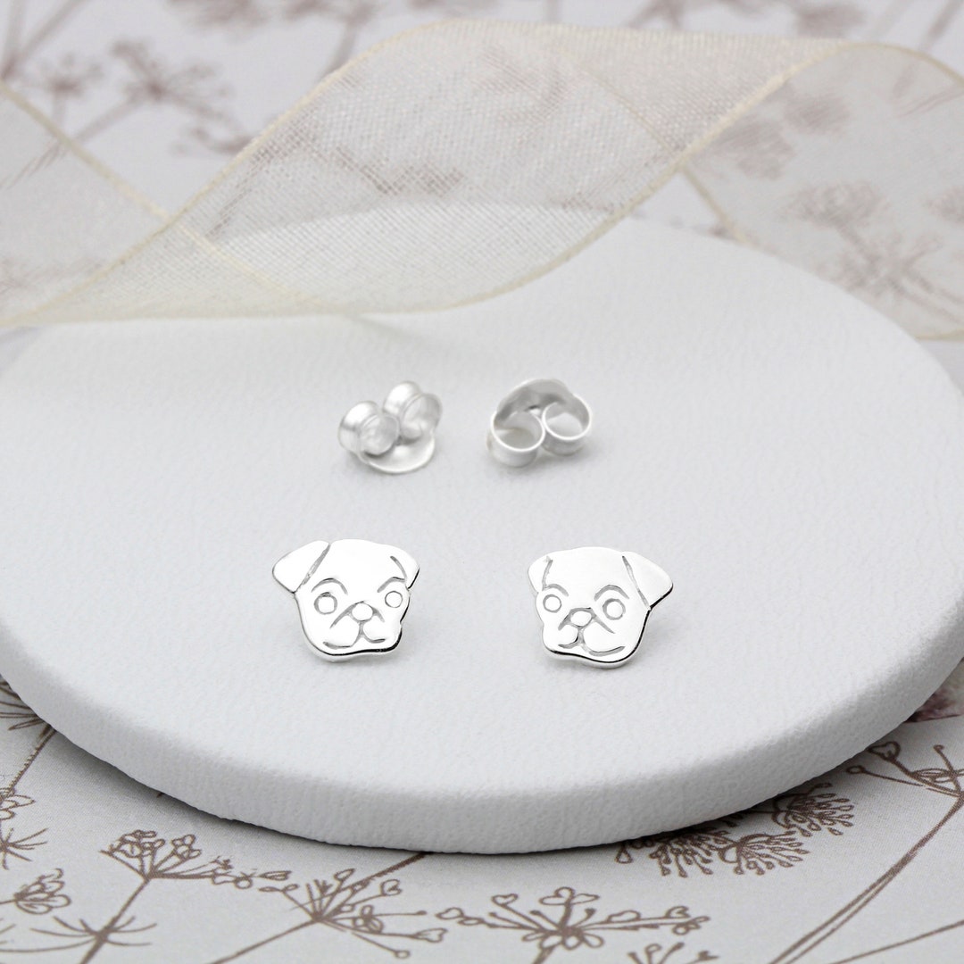 Orecchini A Perla Con Carlino - Argento 925 - Gioielli Katy Craig Regalo Per Amanti Dei Cani