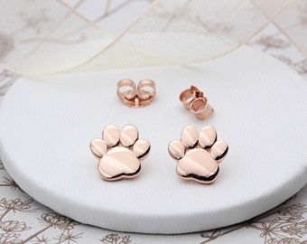 18ct Rose Gold Vermeil Dog Paw Ear Studs