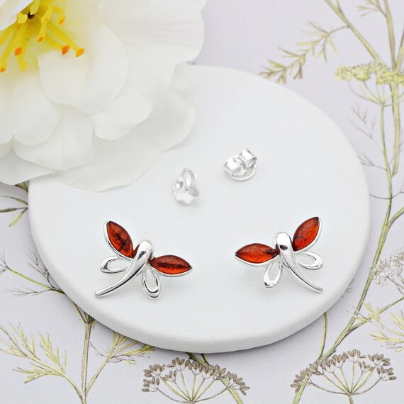 Orecchini a forma di libellula vintage fatti a mano in argento