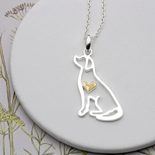 Sterling Silver and 18ct Gold Vermeil Labrador Dog Necklace