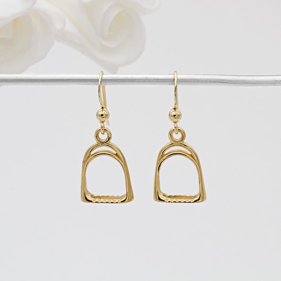 Sterling Silver 18ct Gold Vermeil Stirrup Drop Earrings Etsy