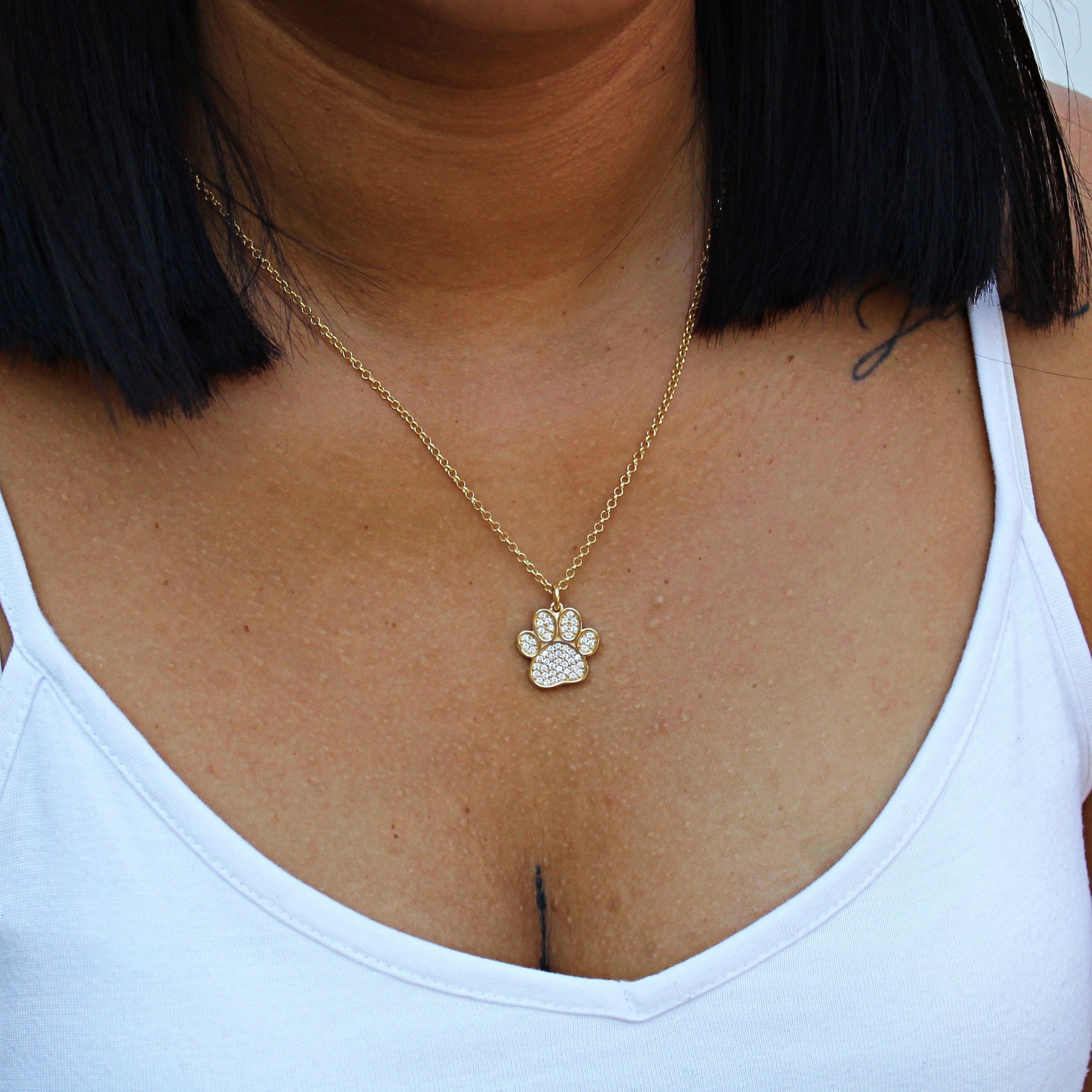 18ct Gold Vermeil Sparkly Dog Paw Necklace Etsy UK