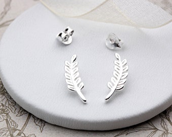 Sterling Silver Leaf Ear Studs