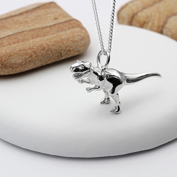 Aurgiarme Collana Unisex Con Ciondolo Dinosauro | In Lega E Catena In Acciaio Titanio | Ciondolo 2,7x2,3 Cm | Idea Regalo Per Ogni Occasione