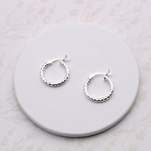 Sterling Silver Small Diamond Cut Hoops image 1