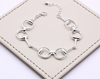 Punziertes Sterling Silber Leichtes Trensenarmband