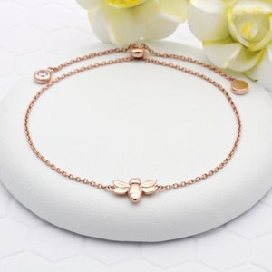 18ct Rose Gold Vermeil Bee Slider Bracelet