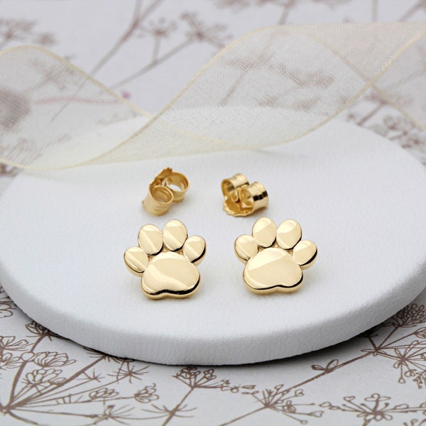 18ct Gold Vermeil Dog Paw Ear Studs