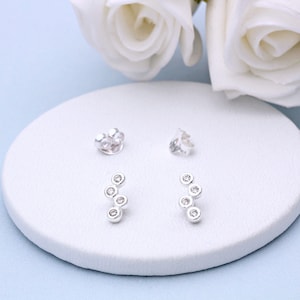 Clous d&#39;oreilles en argent sterling et zircons cubiques