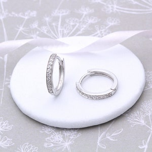Sterling Silver and Cubic Zirconia Hoop Earrings (small)