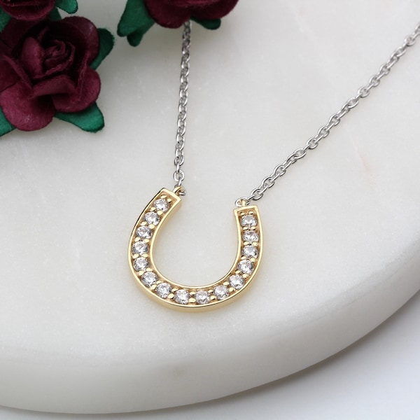 Crystal Quartz Horseshoe Necklace
