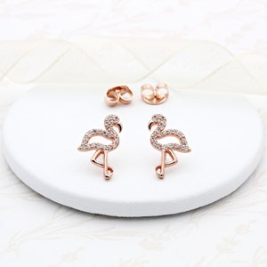 18ct Rose Gold Vermeil Flamingo Ear Studs