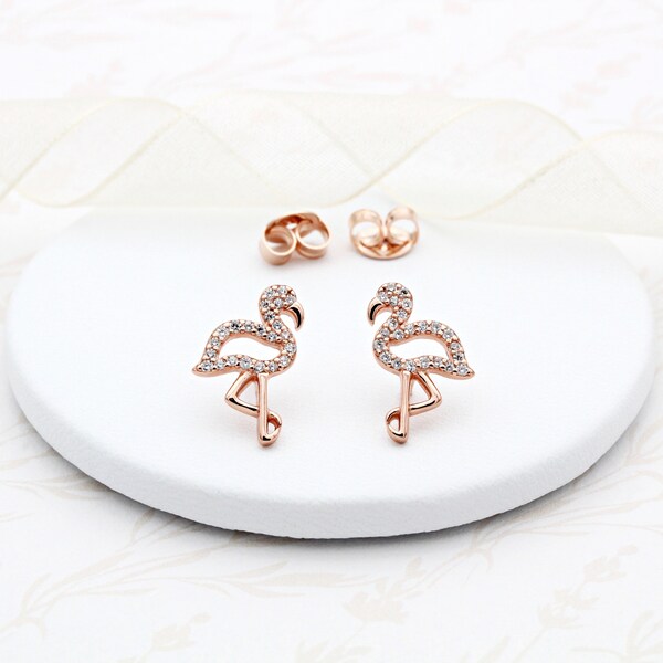 18ct Rose Gold Vermeil Flamingo Ear Studs