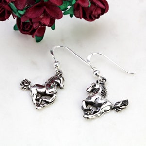 Sterling Silver Horse Drop Earrings
